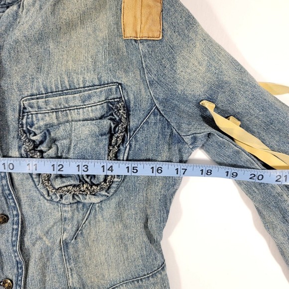 BOHO Anthropologie Jean Jacket Azel Hazel Hazel Hazel Haze Sz Small - Picture 4 of 9